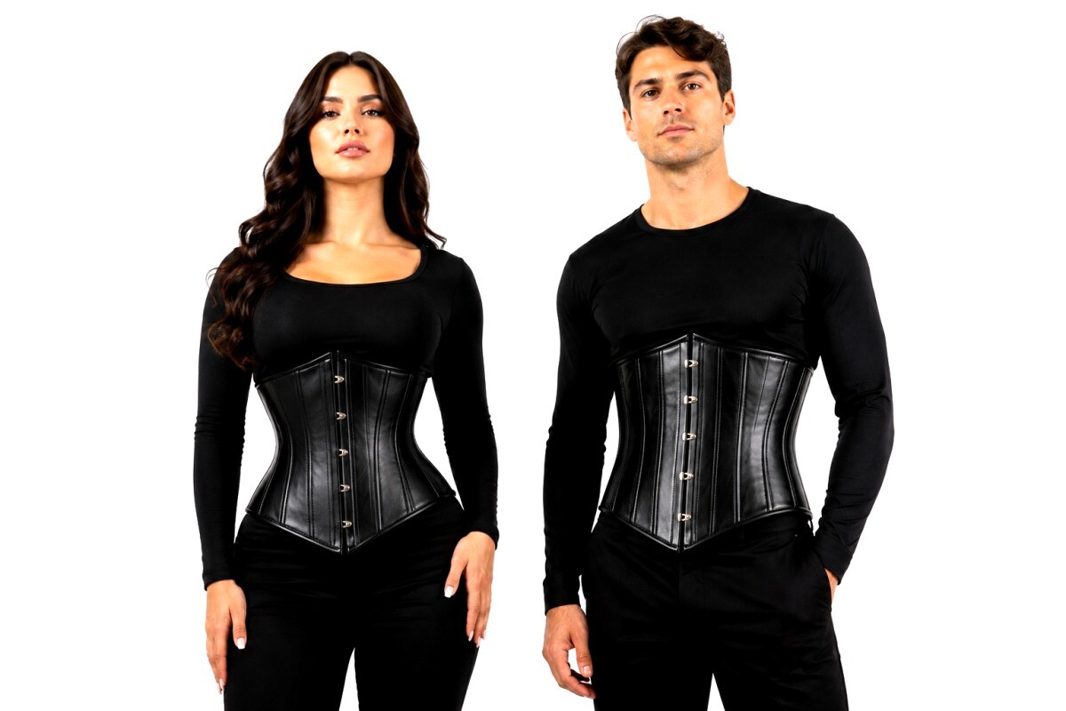 Men's straighter corset shape compared with a women's curvier corset shape Men's straighter corset shape compared with a women's curvier corset shape