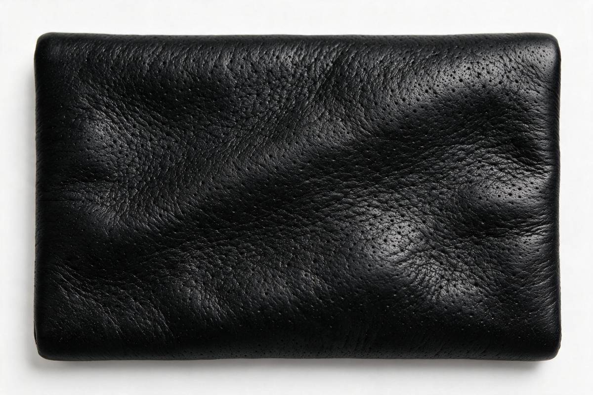 Close-up of natural full-grain real leather texture showing pores and grain